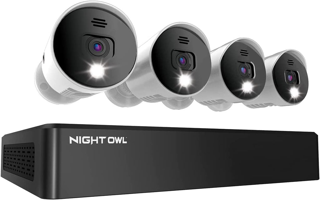 Night Owl 8-Ch Wired DVR System, 4 4K Cams, 1TB HDD, Siren