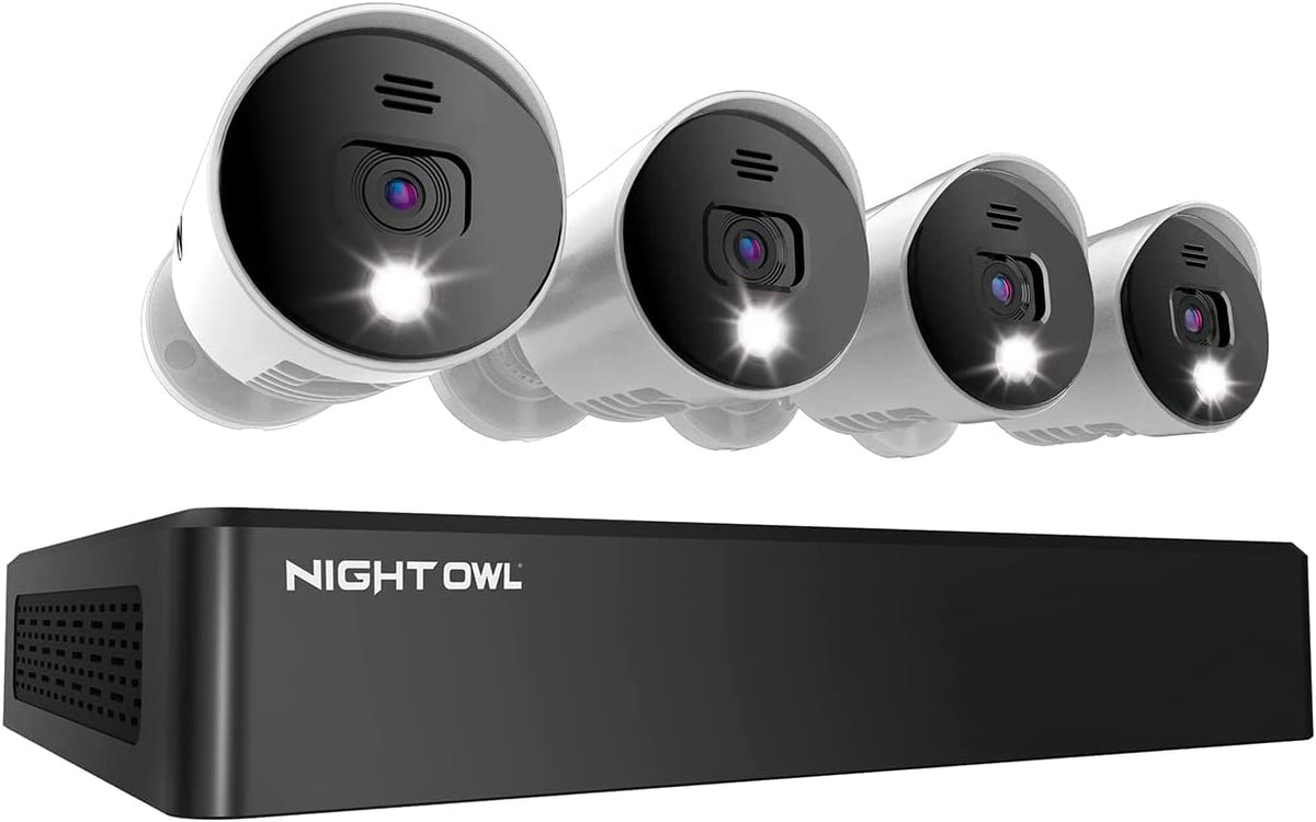 Night Owl 8-Ch Wired DVR System, 4 4K Cams, 1TB HDD, Siren