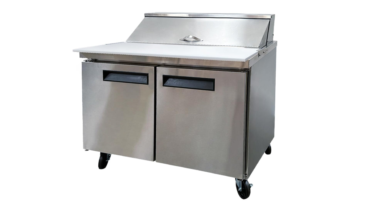 Commercial Sandwich Prep Table Refrigerator, ETL Salad Pizza Fridge Cooler, 48" W 11.47 cu.ft.. Fan Cooling, Salad Bar with Cut Board for Buffet Restaurant, Bar, Shop ASR-12376
