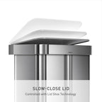 simplehuman Step Recycler, 58L / 15.3 Gallon Dual Compartment Kitchen Trash Can, 150,000-Step Pedal, Lid Shox® Technology, Liner Rim System, Liner Pocket®, Brushed Stainless Steel with Plastic Lid