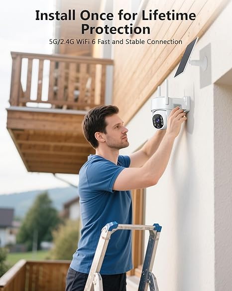 2K Security Camera System, 5GHz&2.4GHz WiFi Solar Wireless Cameras for Home Security, Wire-free Installation, AI Detection, Two-way Audio, Mobile alerts, SD/Cloud Storage, Color Night Vision, 4 Packs