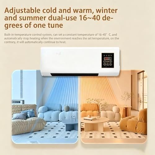 Wall Mount Air Cooler Fan, Portable 2-in-1 Heated and Cooled Breeze Device, Energy Efficient, Silent Operation for Bedroom, Office and Home Use