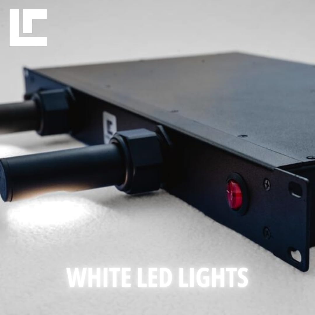 19" 1U 4 Outlet Surge Protector LED Lights with Dimmer (White LED Lights)