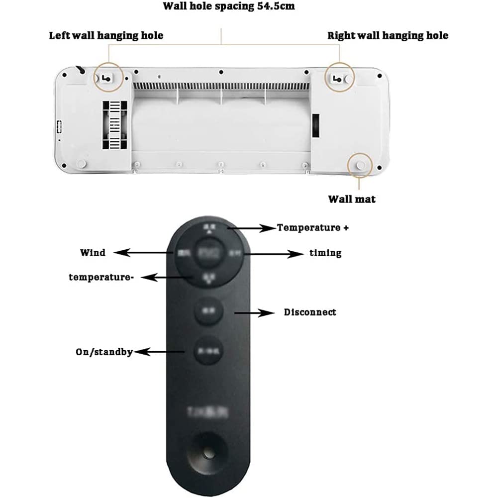 Wall-Mounted Remote Air Conditioner Fan,Electric Heating Machine,3000W Power,Cooler & Heater for Living Room,Bathroom,Natural Cold Wind