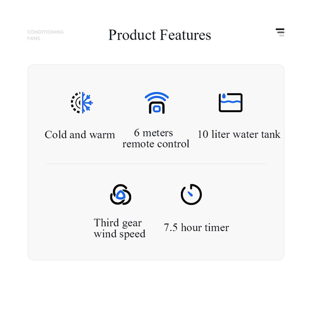 Household Air-Conditioning Fan Portable Heater Cooling and Heating Fan with Remote Control and Timer Function Humidity Balance Home/Commercial