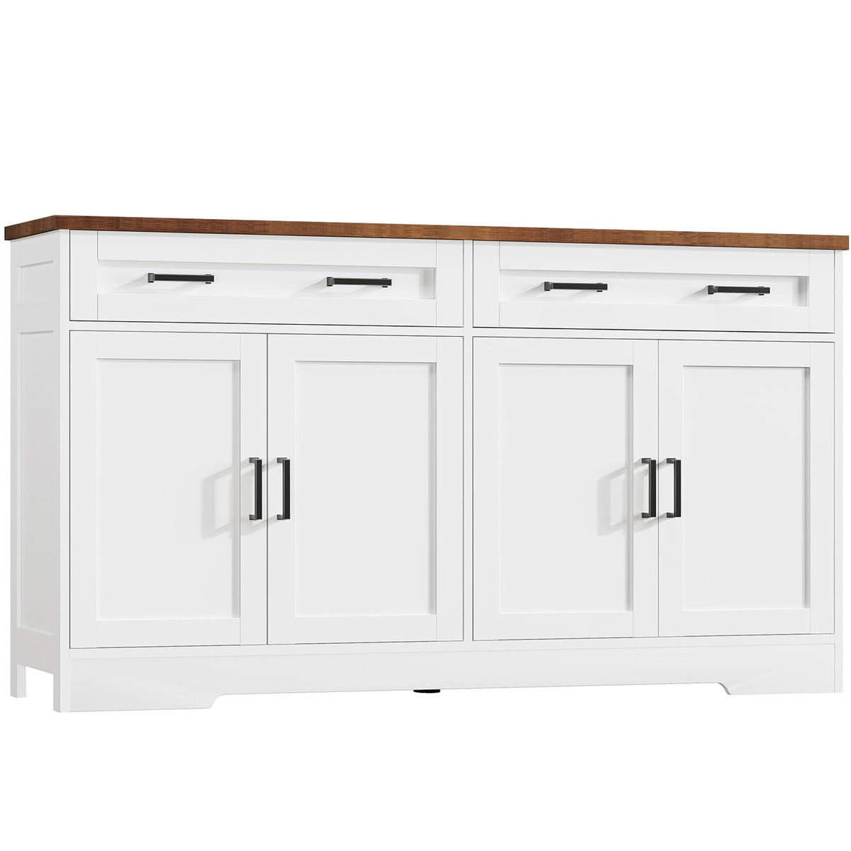 usikey 55" Buffet Cabinet with Storage and Drawers, Large Sideboard Buffet Cabinet with Adjustable Shelves and Doors, Modern Coffee Bar for Kitchen, Living Room, White