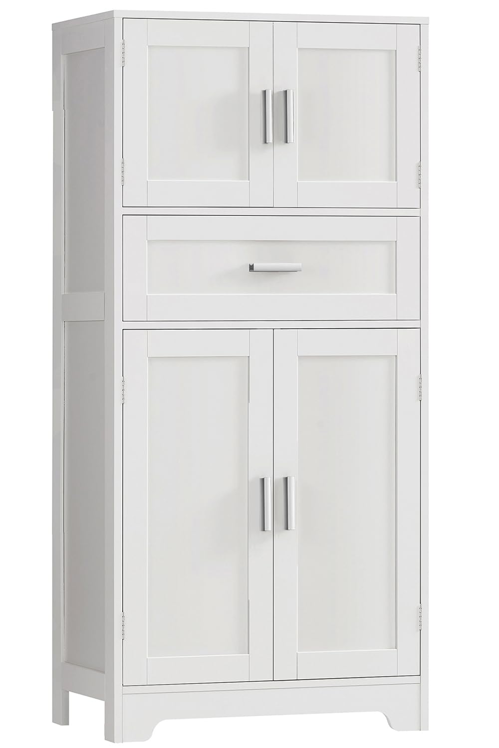 Storage Cabinet with Doors & 2 Drawers, Kitchen Cabinet with Adjustable Shelf, Pantry Cabinets, Bathroom Cabinets, for Living Room, Entryway, Home Office, White