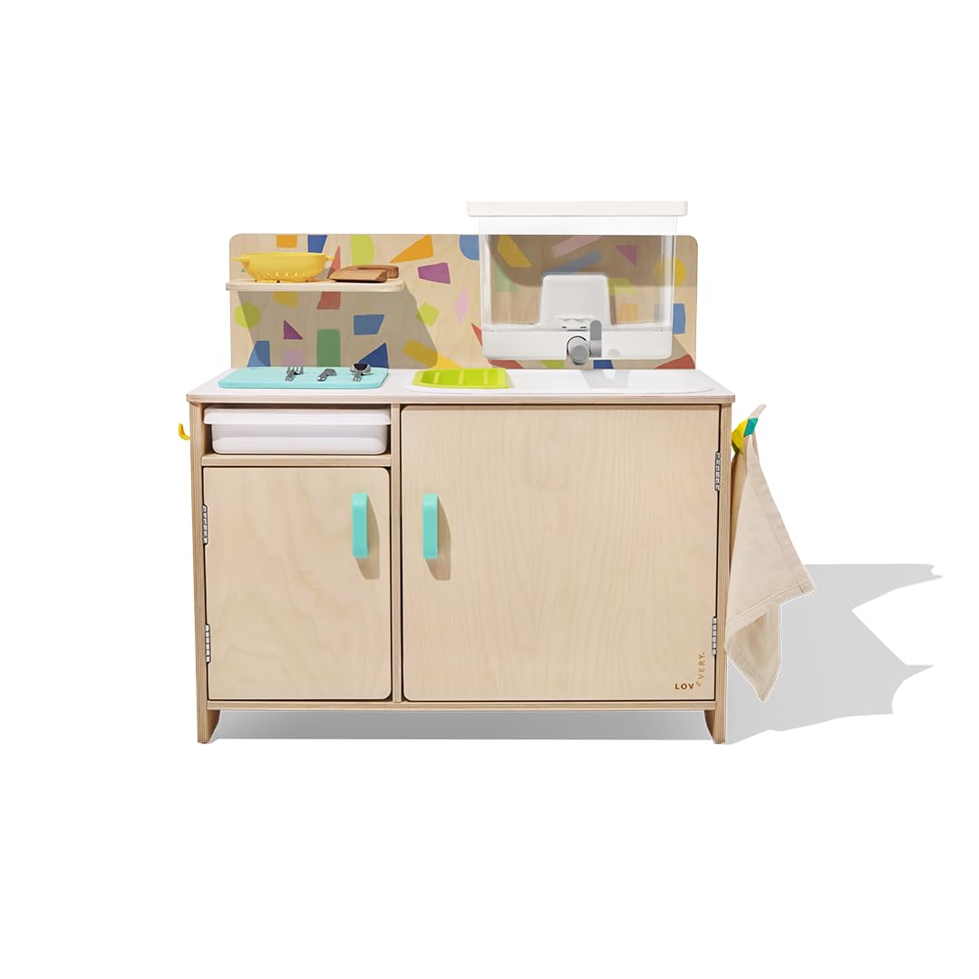 LOVEVERY, The Real Life Play Kitchen with Fresh, Drinkable Running Water, Plus Toddler Recipe Book, Birthday Gift for 18 Months to 5+ Years