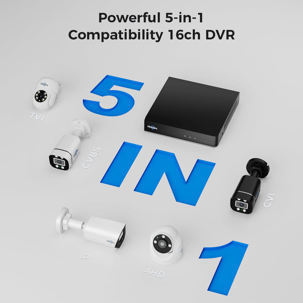 Hiseeu 16CH 3K Wired Security Camera System,16PCS 5MP CCTV Cameras