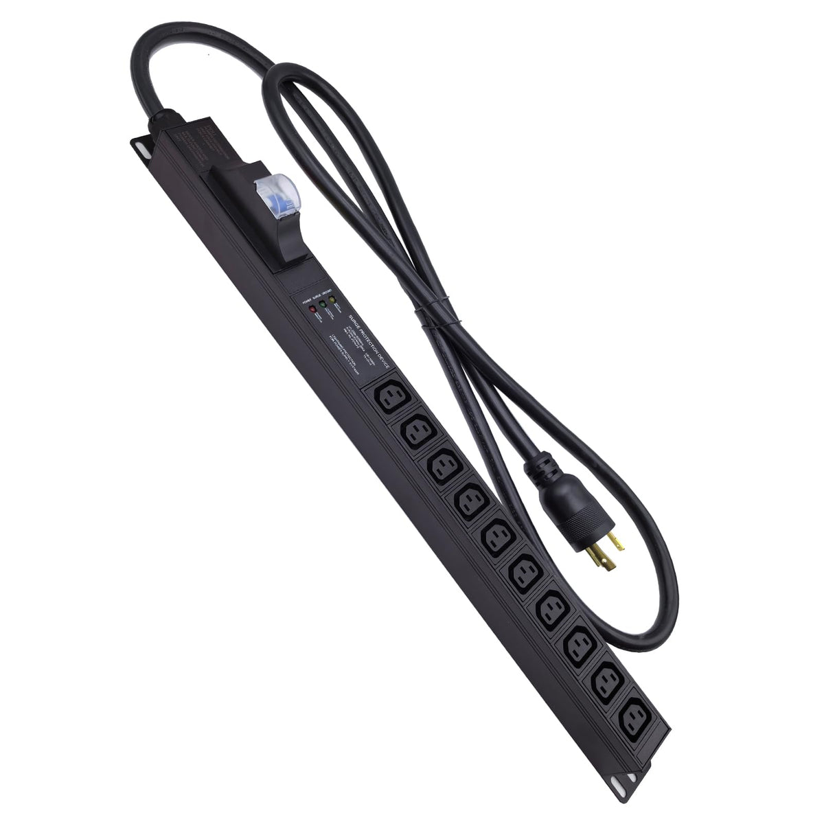 30 amp Metered PDU, 8 Outlets (8 C13) Aluminum Alloy Shell, 120-240V, L6-30P Adapter, 7.2kW, 6 ft. Cord, Anti Electric Shock Module and Voltage Current Display Meter，21X1.75X1.75IN.