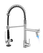 Fapully Black Kitchen Faucet with Pull Down Sprayer,Commercial LED Kitchen Faucet,Single Handle Single Hole Kitchen Sink Faucets