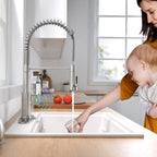 OWOFAN Touchless Pull Down Kitchen Faucet LED Light Brushed Nickel