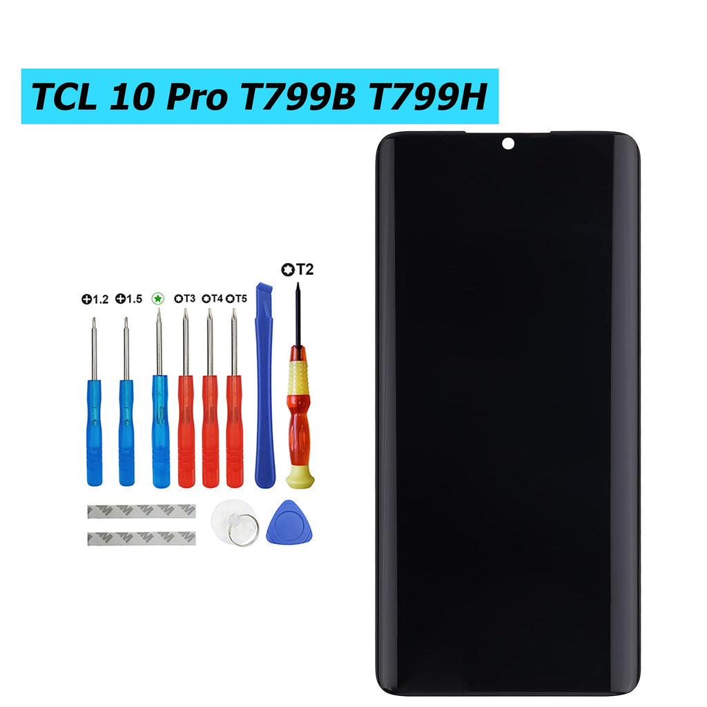 VvsialeekAMOLED Display Compatible with TCL 10 Pro T799B T799H 6.47 inch Touch Screen Digitizer Assembly Replacement Parts with Toolkit