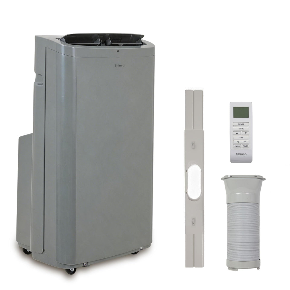 Shinco 14,000 BTU Grey Portable Air Conditioner with Heater up to 700 Sq. Ft, Ac Heater Combo Window Unit, Portable AC Unit with Dehumidifier & Fan, Cools & Heats,Remote Control and Window Kit