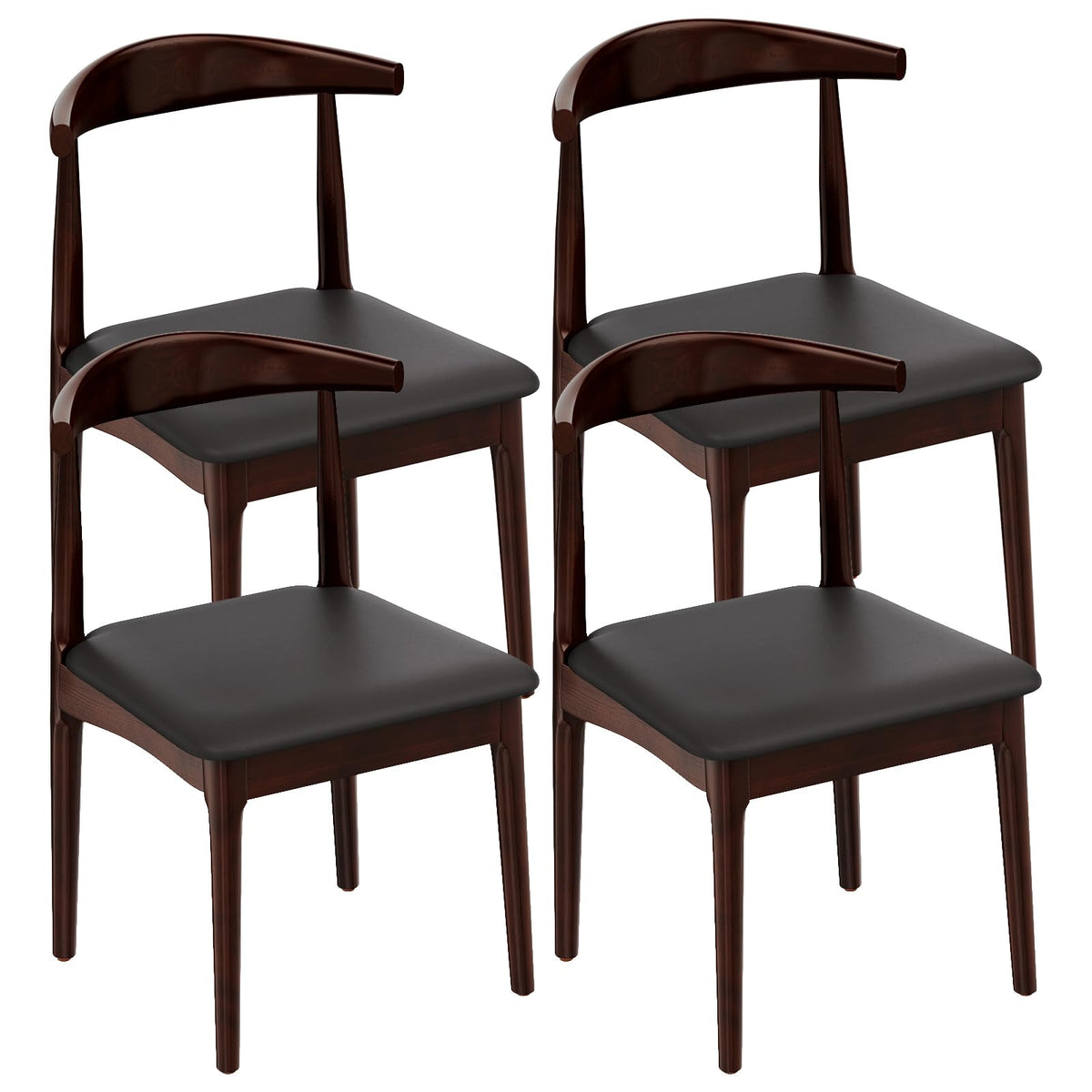 Solid Wood Dining Chairs Set of 4, Mid Century Modern Kitchen Chairs