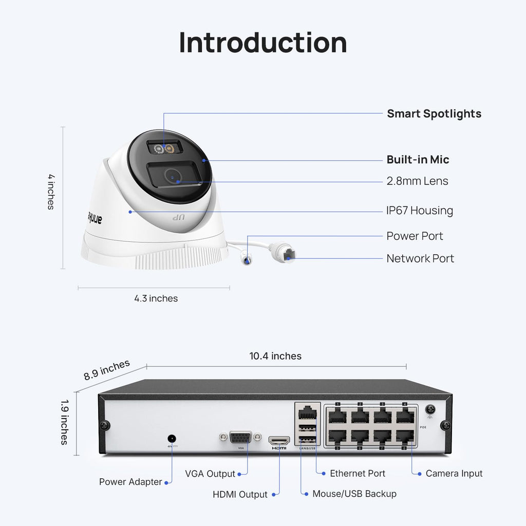 ANNKE 8CH 5MP PoE Security Camera System, 1TB HDD, 4pcs 3K Outdoor IP Cams