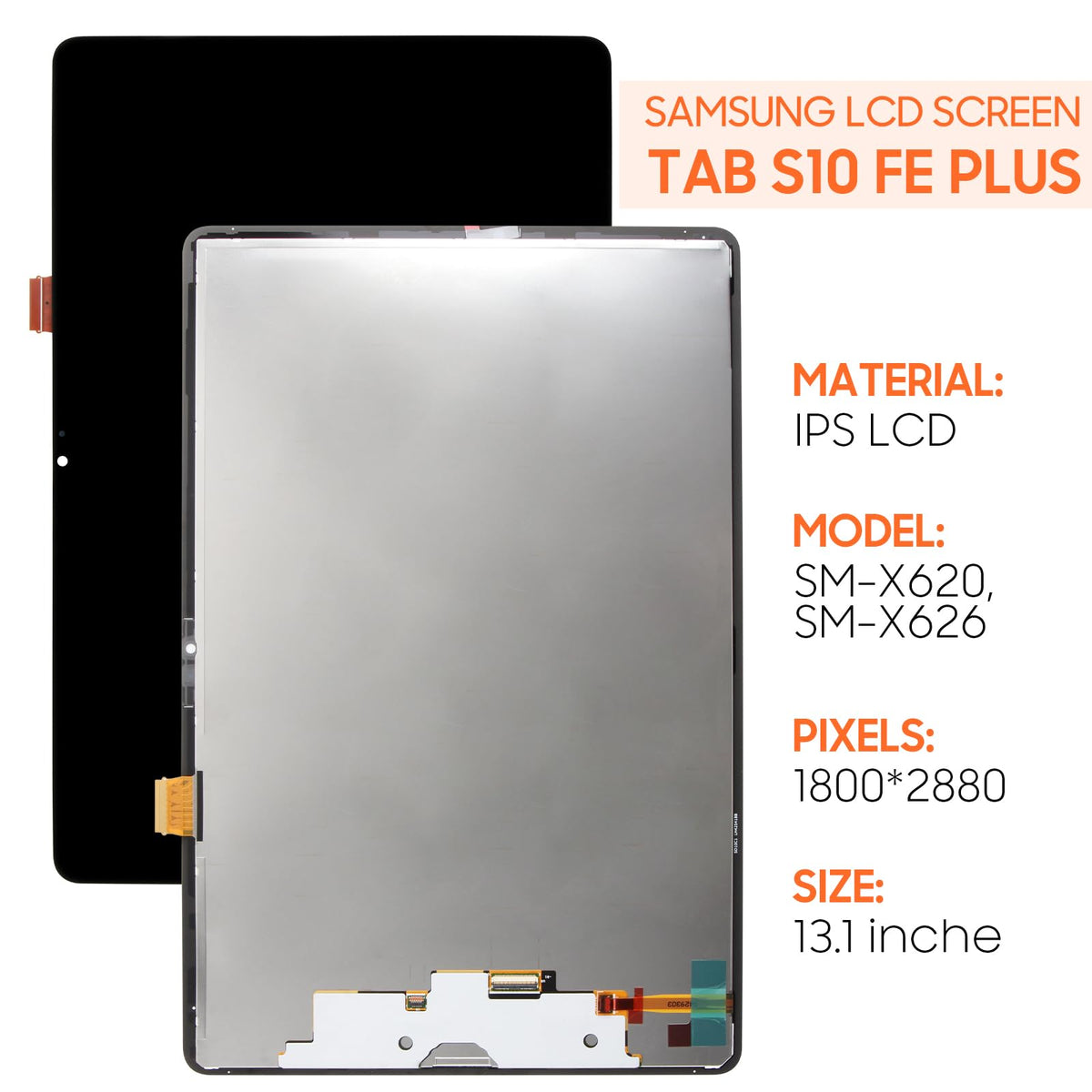 for Samsung Galaxy Tab S10 FE Plus Screen Replacement SM-X620, SM-X626, SM-X626B 13.1" LCD Display Touch Screen Digitizer Full Assembly,with Tools (Black)