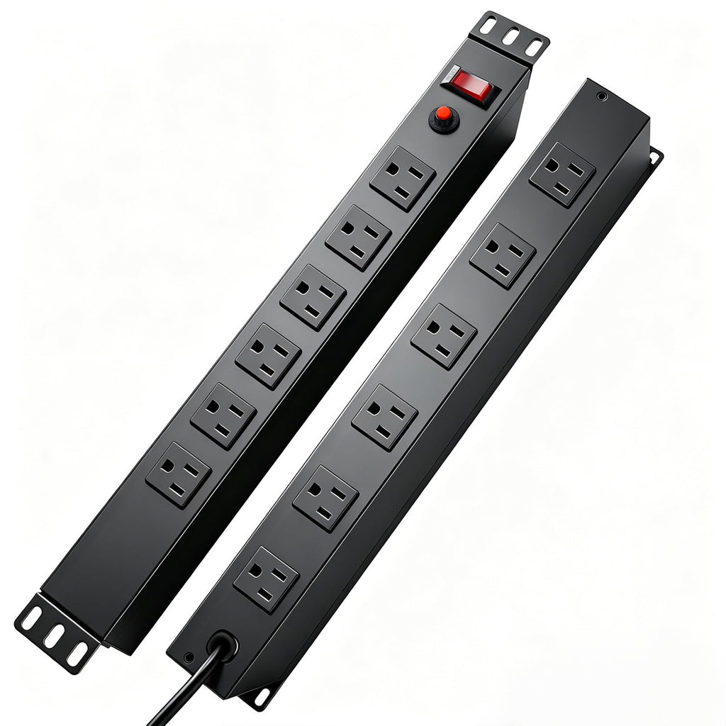 1U Rack Mount PDU Power Strip 9 Outlet Individual Switch