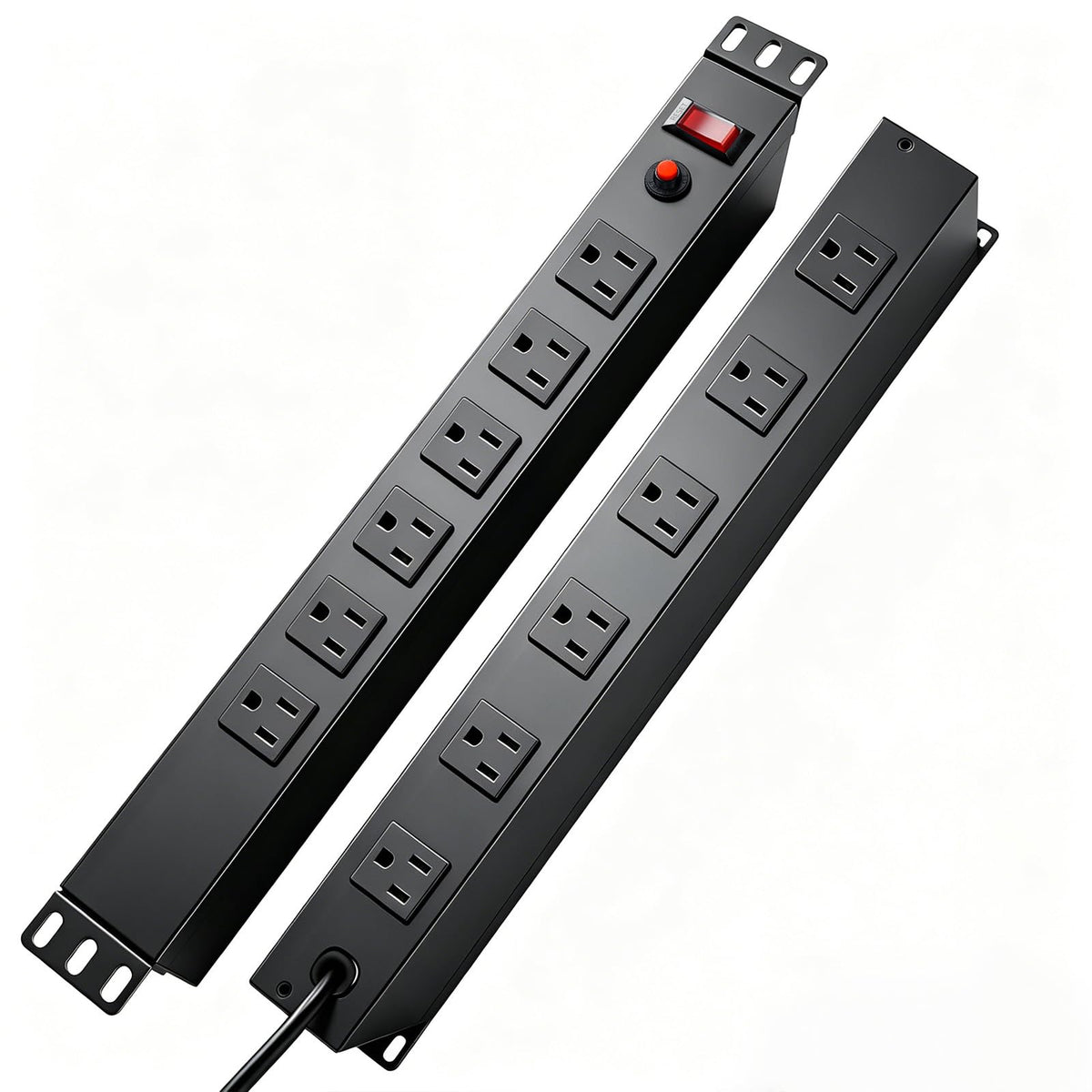 1U Rack Mount PDU Power Strip 9 Outlet Individual Switch