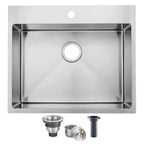 33x22 Black Drop In Kitchen Sink, 33 Inch All In One Topmount Gunmetal Black Stainless Steel Single Bowl Overmount Double Ledges Workstation Sink with Accessories