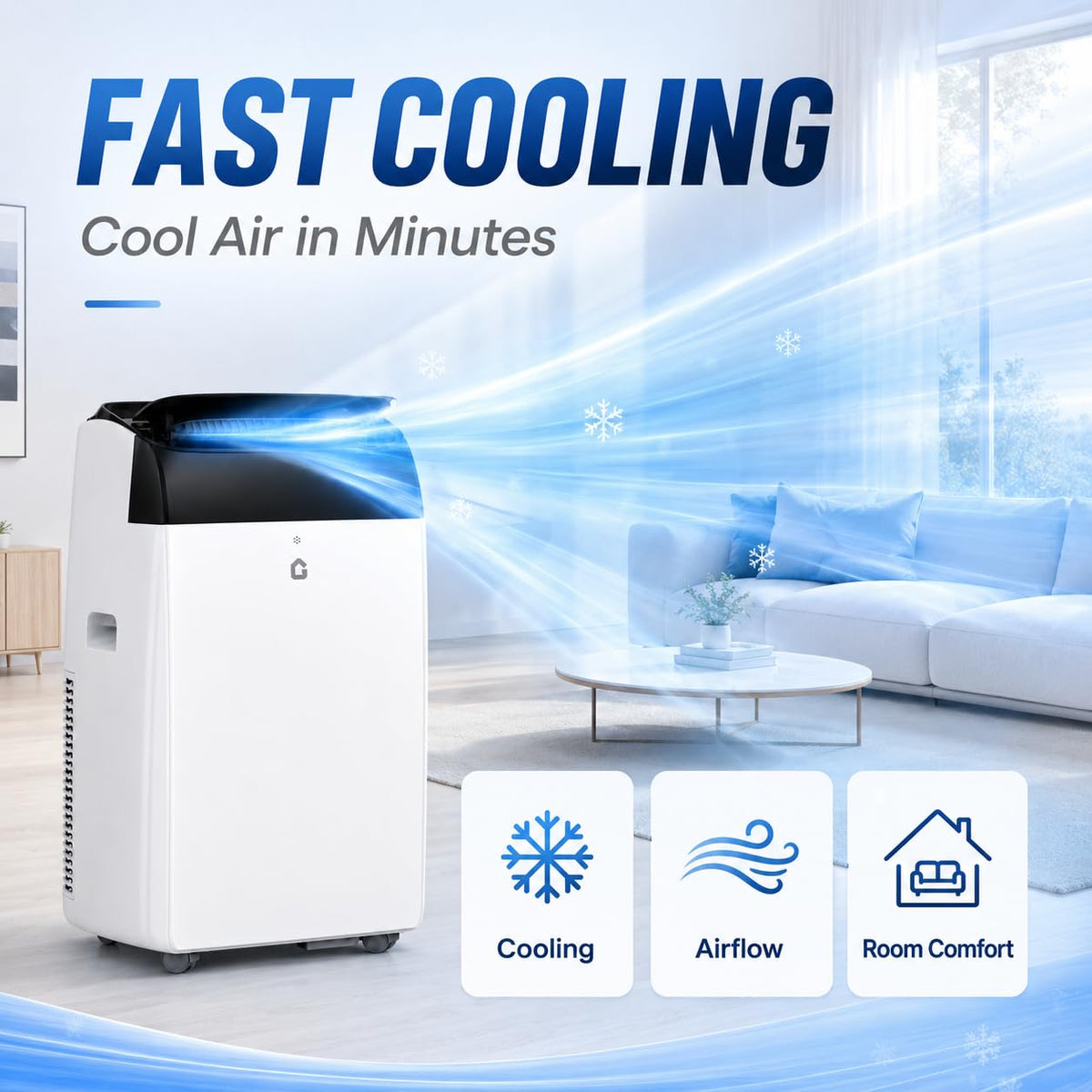 GarveeLife 14000 BTU Portable Air Conditioners, 4-in-1 Indoor AC Unit with Cooling, Dehumidifier, Fan, Follow Me, 24-Hour Timer, Remote Control & Window Kit for Bedroom, Home Office, Apartment,