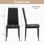 Karl home Dining Chairs Set of 6, PU Leather & High Back, Black