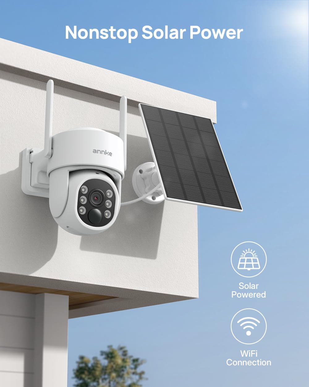 ANNKE Solar Wireless Outdoor Security Cameras, 4K NVR, 8-Cam Kit, 1TB HDD
