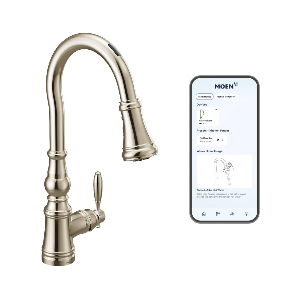 Moen S73004NL Weymouth Polished Nickel Pulldown Kitchen Faucet
