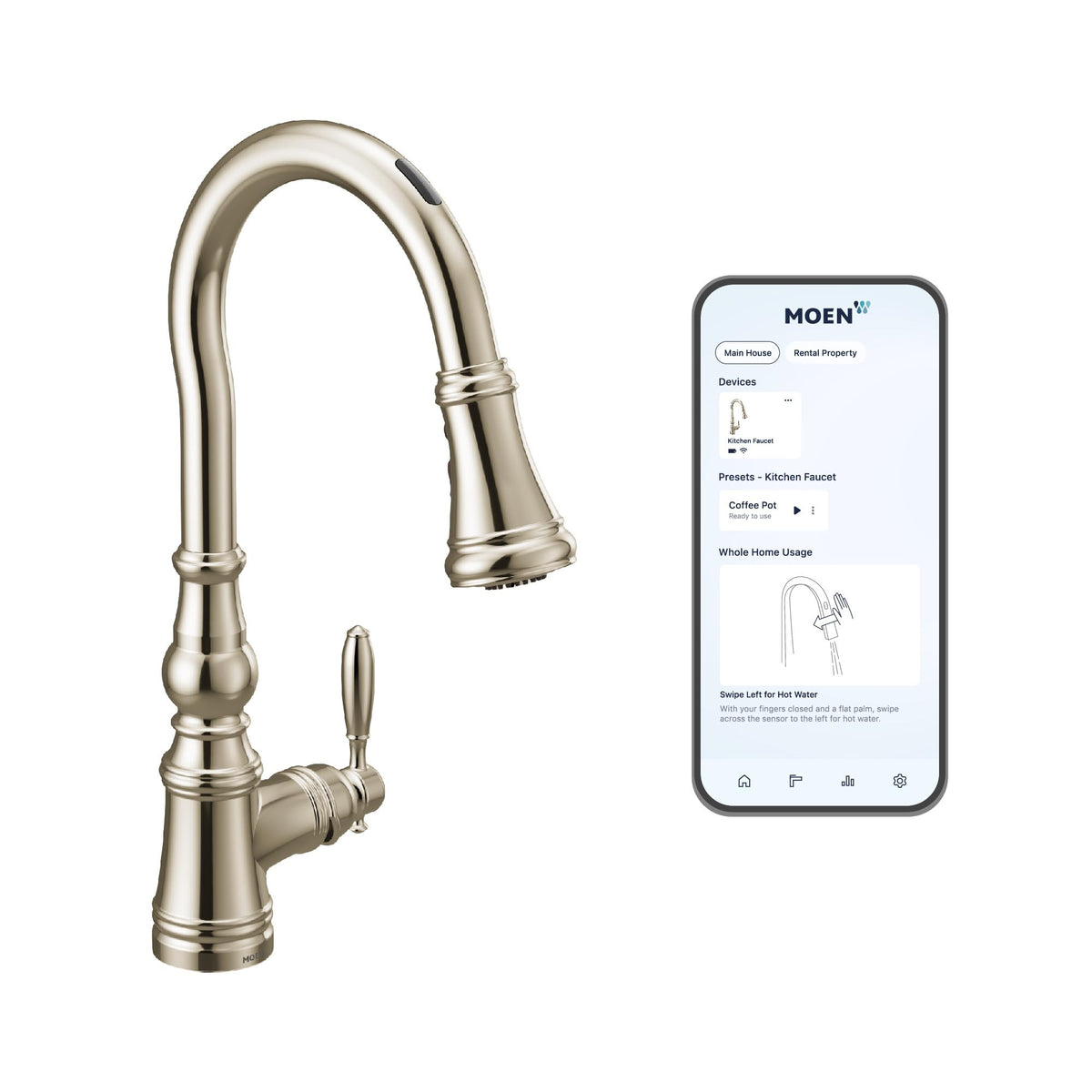 Moen S73004NL Weymouth Polished Nickel Pulldown Kitchen Faucet