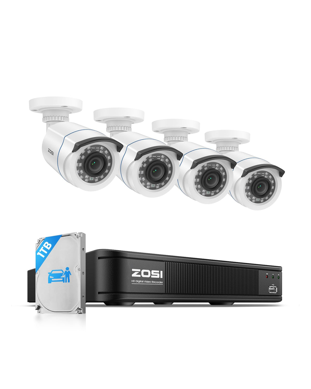 ZOSI 3K Lite Wired Security Camera System Outdoor, 8 X 2MP Cameras, 1TB HDD