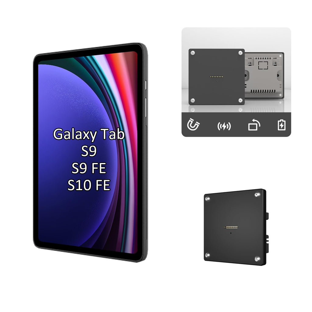 Wall Mount Charging Kit for Samsung Galaxy Tab S9 & S9 FE (10.9-inch) &S10 FE – Magnetic Tablet Wall Mount with 15W Fast Charging, Custom Protective Case, Smart Home Hub Ready, AC Powered