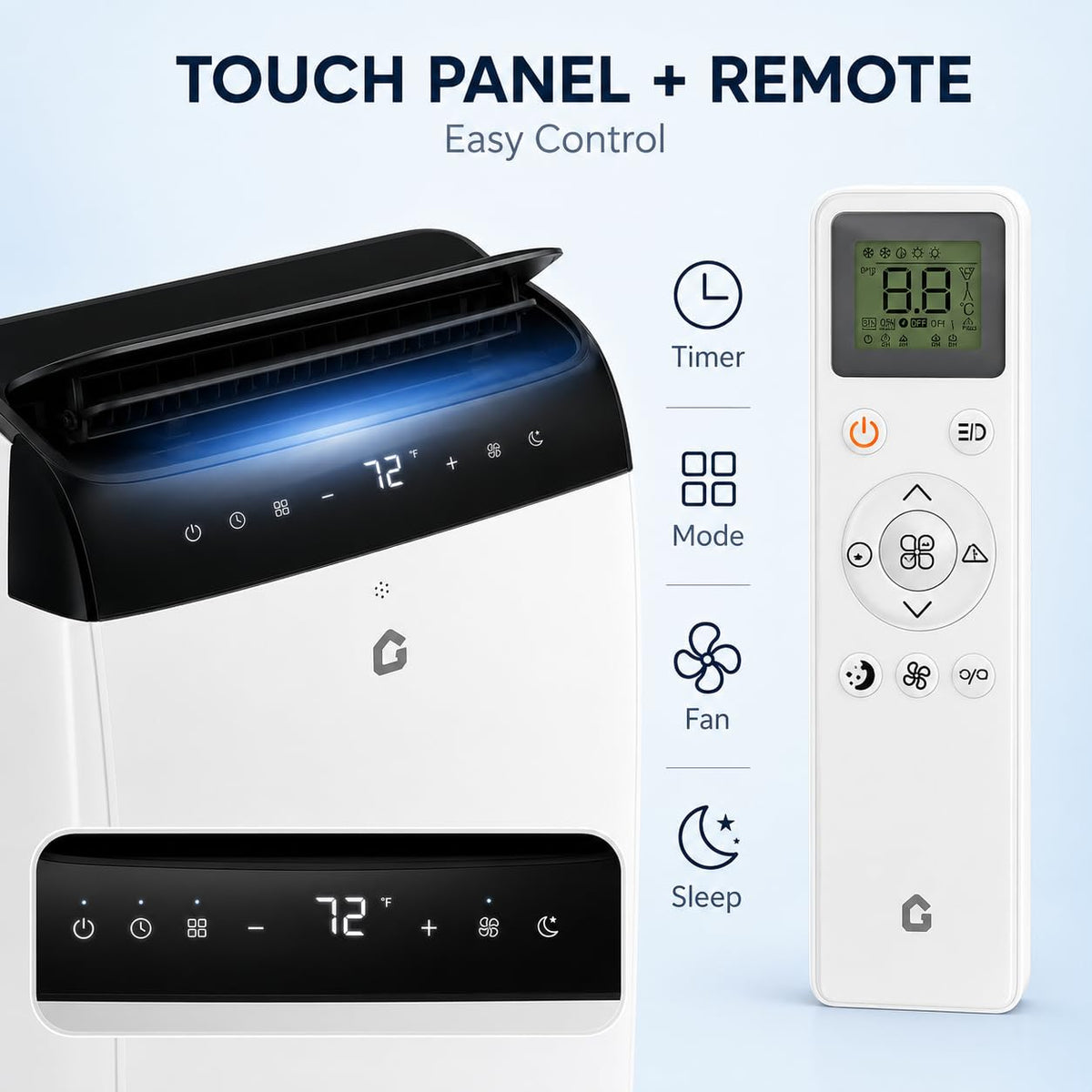 GarveeLife 14000 BTU Portable Air Conditioners, 4-in-1 Indoor AC Unit with Cooling, Dehumidifier, Fan, Follow Me, 24-Hour Timer, Remote Control & Window Kit for Bedroom, Home Office, Apartment,
