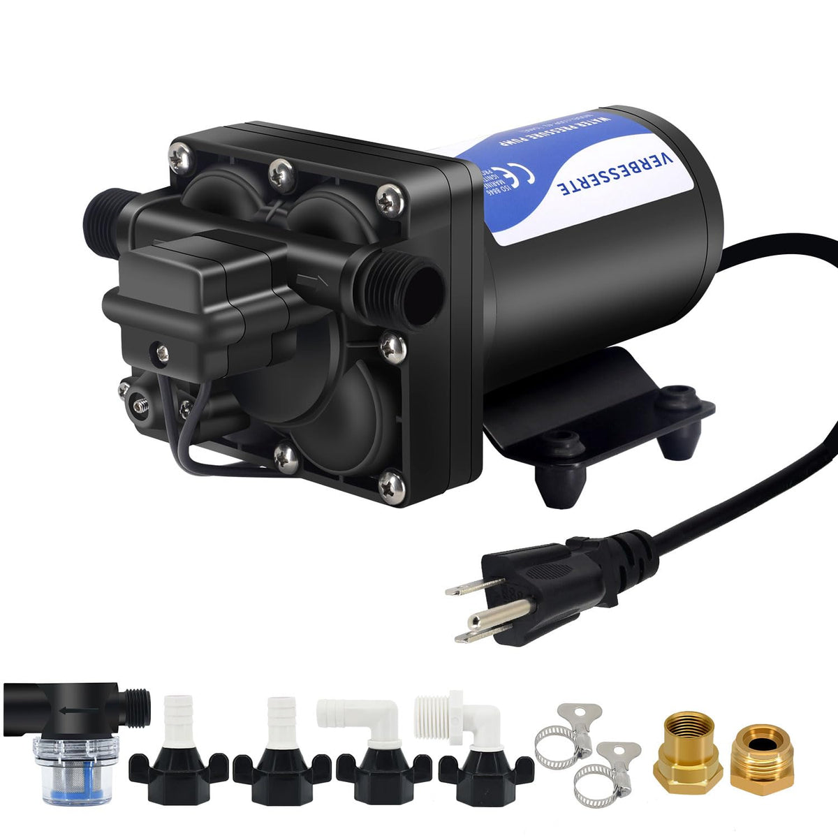 Pedicure Spa Parts REPLACEMENT Sprayer Head/3-way Faucet/Overflow Kit/P-Trap/Spa Led Light/Power Control/Air Button/UPC Hot Cold Hose/Drain Pump (White - Complete Drain Pump Kit)