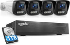 PoE Security Camera System, 4pcs Wired 3MP Outdoor IP Cameras with Color Night Vision, AI Human Detection, Two-Way Audio, 4K 4CH NVR with 500GB HDDfor 24-7 Recording, No Monthly Fee