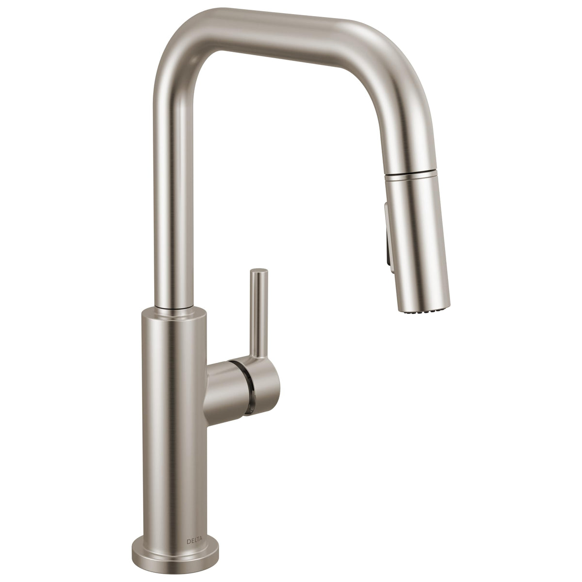 Delta Faucet Nicoli U-Spout Kitchen Faucet with Pull Down Sprayer, Brushed Nickel Kitchen Sink Faucet, Modern Kitchen Faucet, Single Hole Kitchen Faucet, Stainless Steel 19868LF-SS
