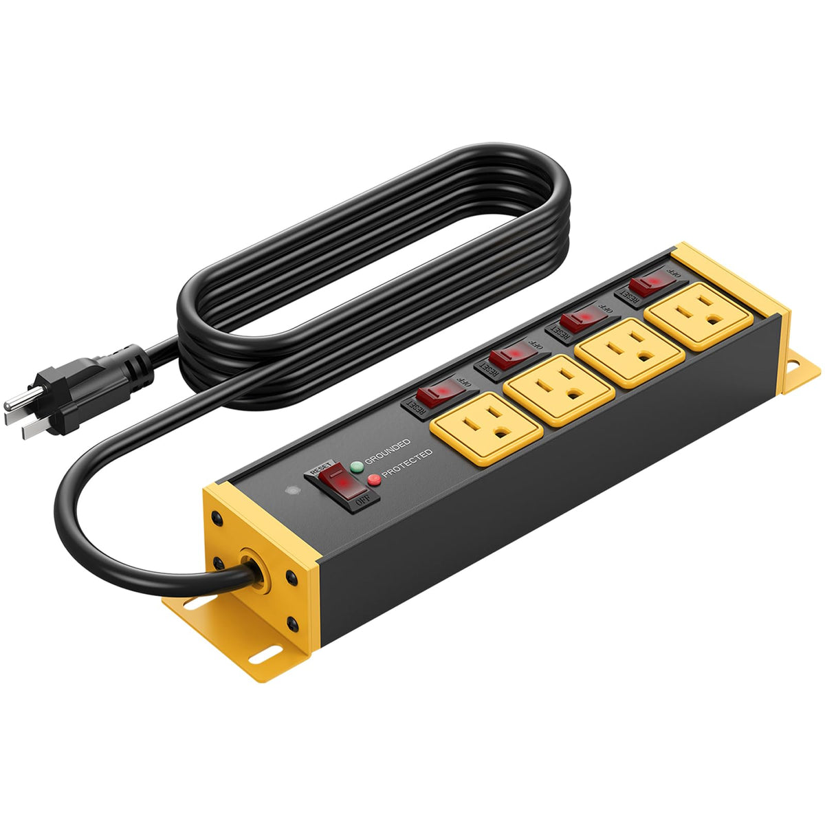 CCCEI 12 Gauge Heavy Duty Surge Protector, Yellow, 10FT, 4