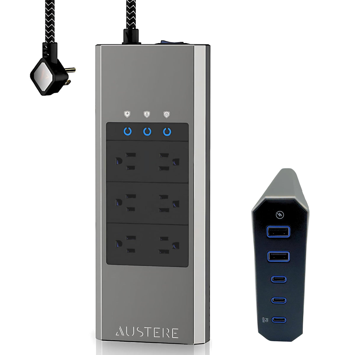VII Series, 6 Outlet Surge Protector Power Strip 4000 Joules, USB-C