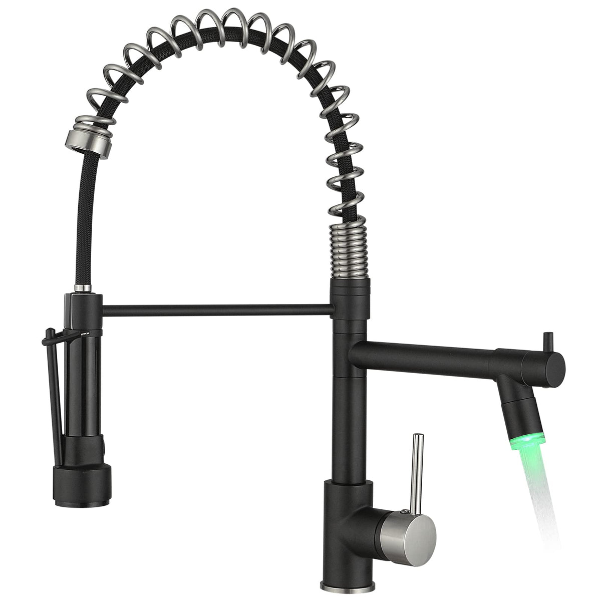 AIMADI Kitchen Faucet with Pull Down Sprayer,Matte Black Spring