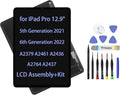 LCD Screen Replacement for iPad Pro 12.9" 5th 6th Gen Generation 2021 2022 A2379 A2461 A2436 A2764 A2437 Display LCD Assembly Glass Touch Digitizer Premium Repair Kit (Black)