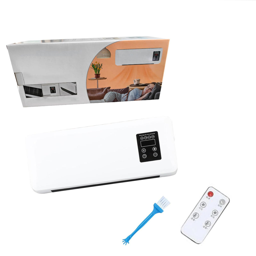 Wall Mounted Heater Combo Ductless Portable AC Fan Unit Window Needed Smart Home Warming System (White, B)