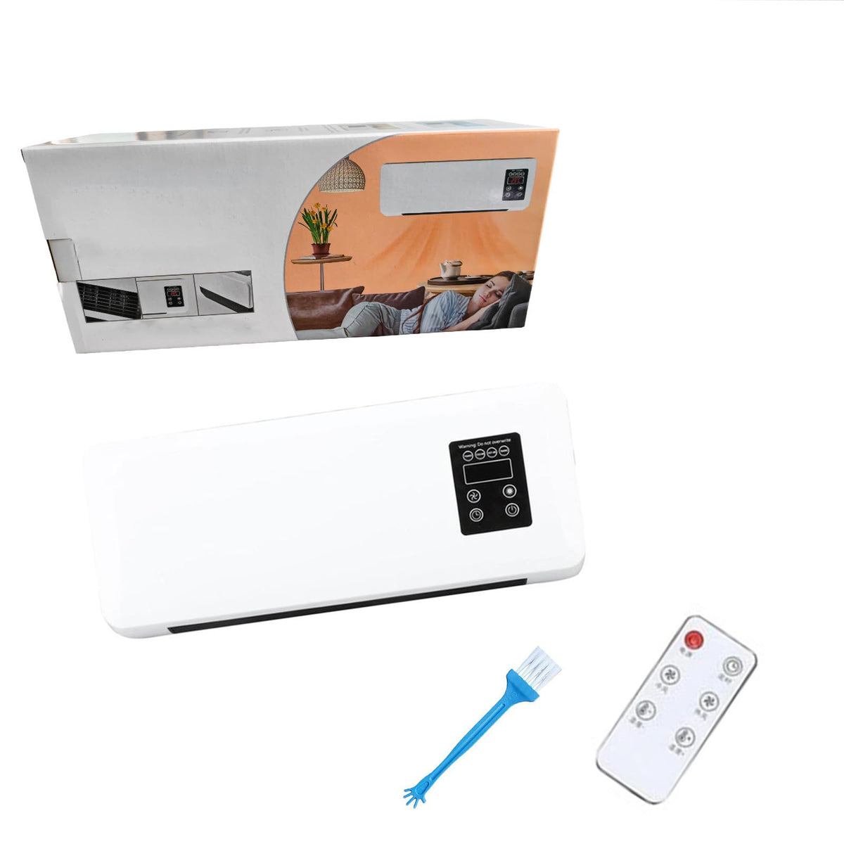 Wall Mounted Heater Combo Ductless Portable AC Fan Unit Window Needed Smart Home Warming System (White, B)
