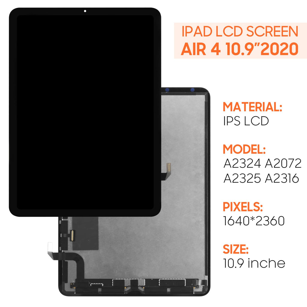 iPad Air 4 2020 LCD Screen Replacement,for iPad Air 4th Gen10.9 inch A2324 A2072 A2325 A2316 LCD Display Digitizer Full Assembly(Black)