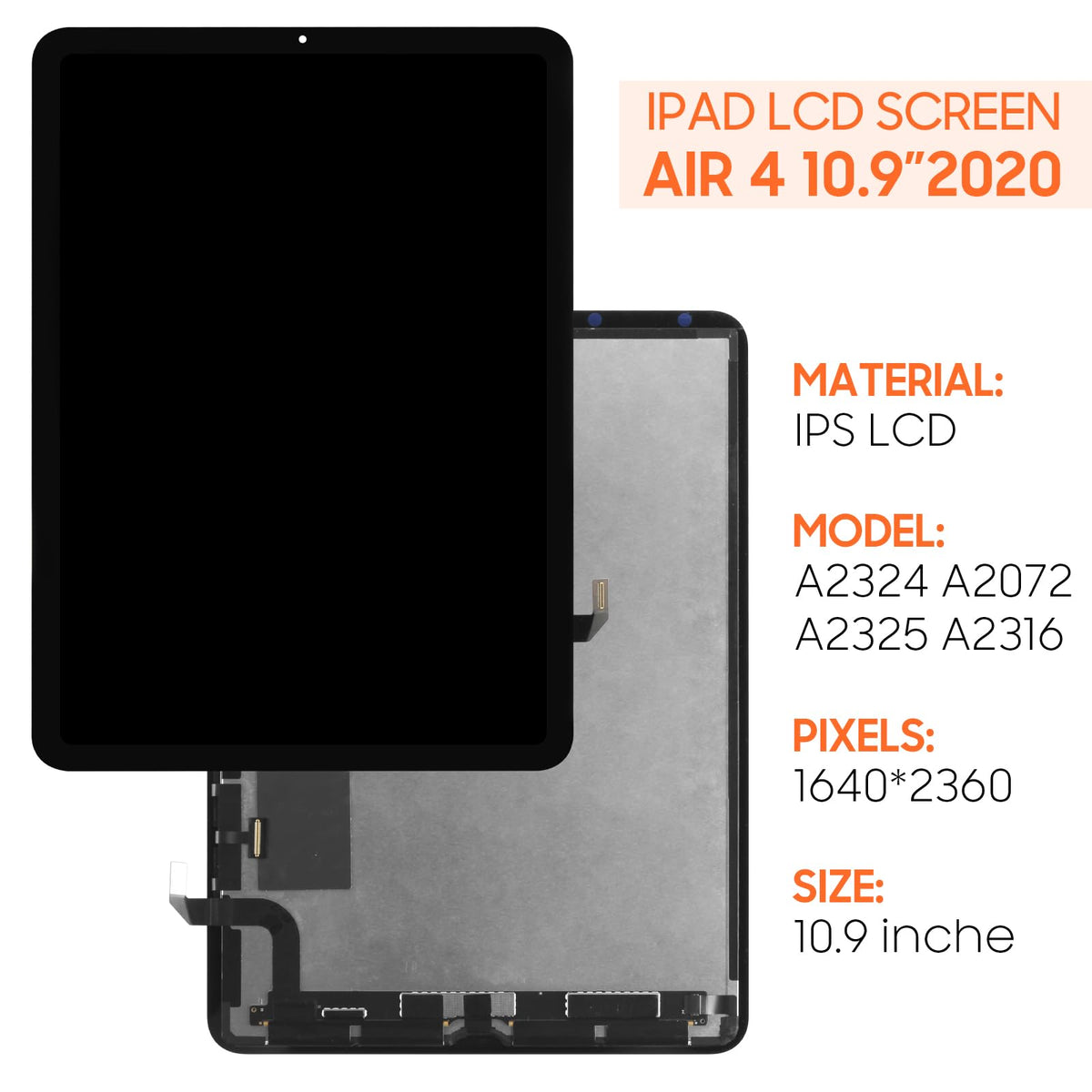 iPad Air 4 2020 LCD Screen Replacement,for iPad Air 4th Gen10.9 inch A2324 A2072 A2325 A2316 LCD Display Digitizer Full Assembly(Black)