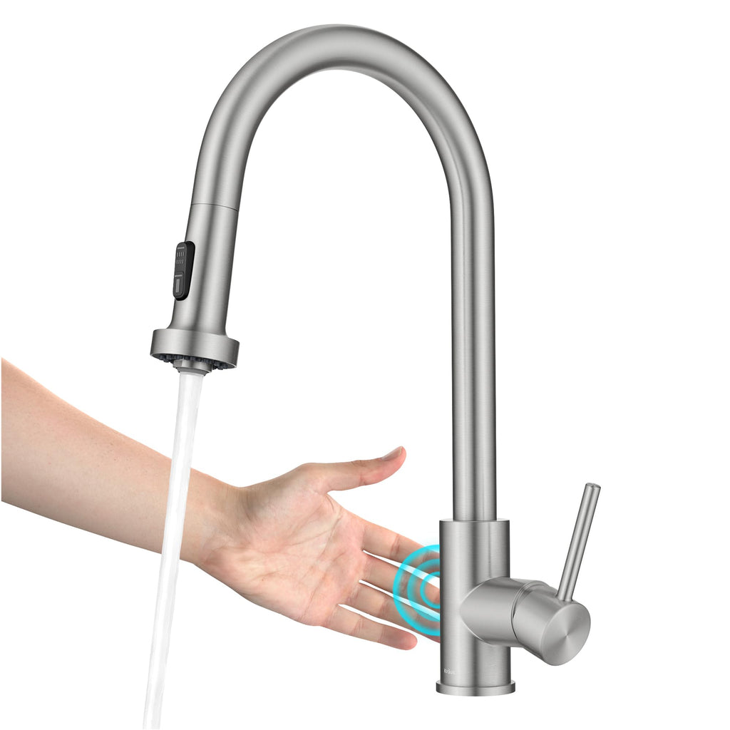 KRAUS Stainless Steel 18 in Touchless Pull Down Kitchen Faucet KSF-1610SFS