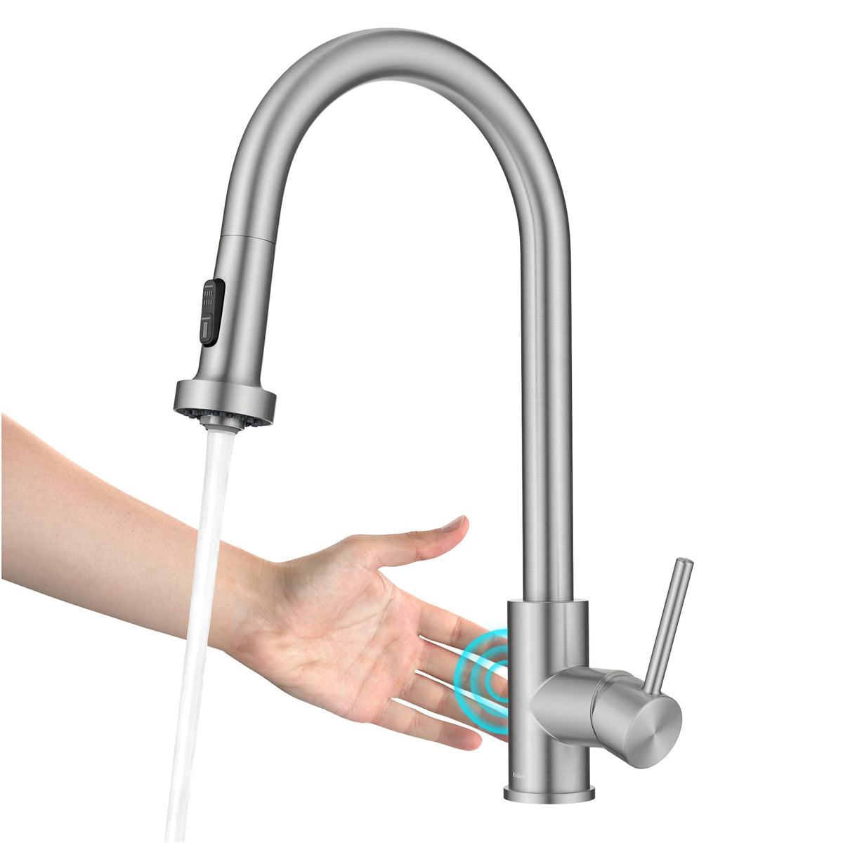 KRAUS Stainless Steel 18 in Touchless Pull Down Kitchen Faucet KSF-1610SFS