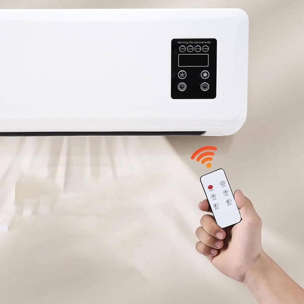 Wall Mounted Heater Combo Ductless Portable AC Fan Unit Window Needed Smart Home Warming System (White, B)