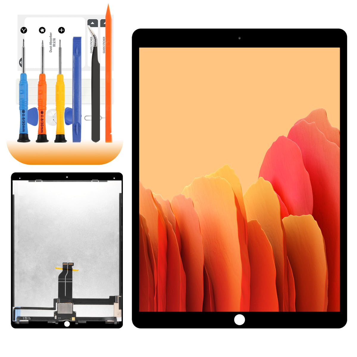 for iPad Pro 12.9 2015 Screen Replacement for iPad Pro 12.9 1st Gen LCD Display A1584 A1652 Screen Digitizer Touch Assembly Repair Parts + IC Connector PCB Flex Cable Black