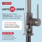 Delta Almari Matte Black Kitchen Faucet with Pull-Out Sprayer, Modern Single Hole Kitchen Sink Faucet, Single Handle, Matte Black 16943-BL-DST