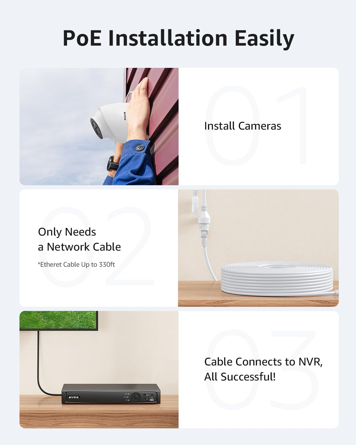 ANNKE 8CH 4K PoE Security Camera System, Color Night Vision, 2TB HDD