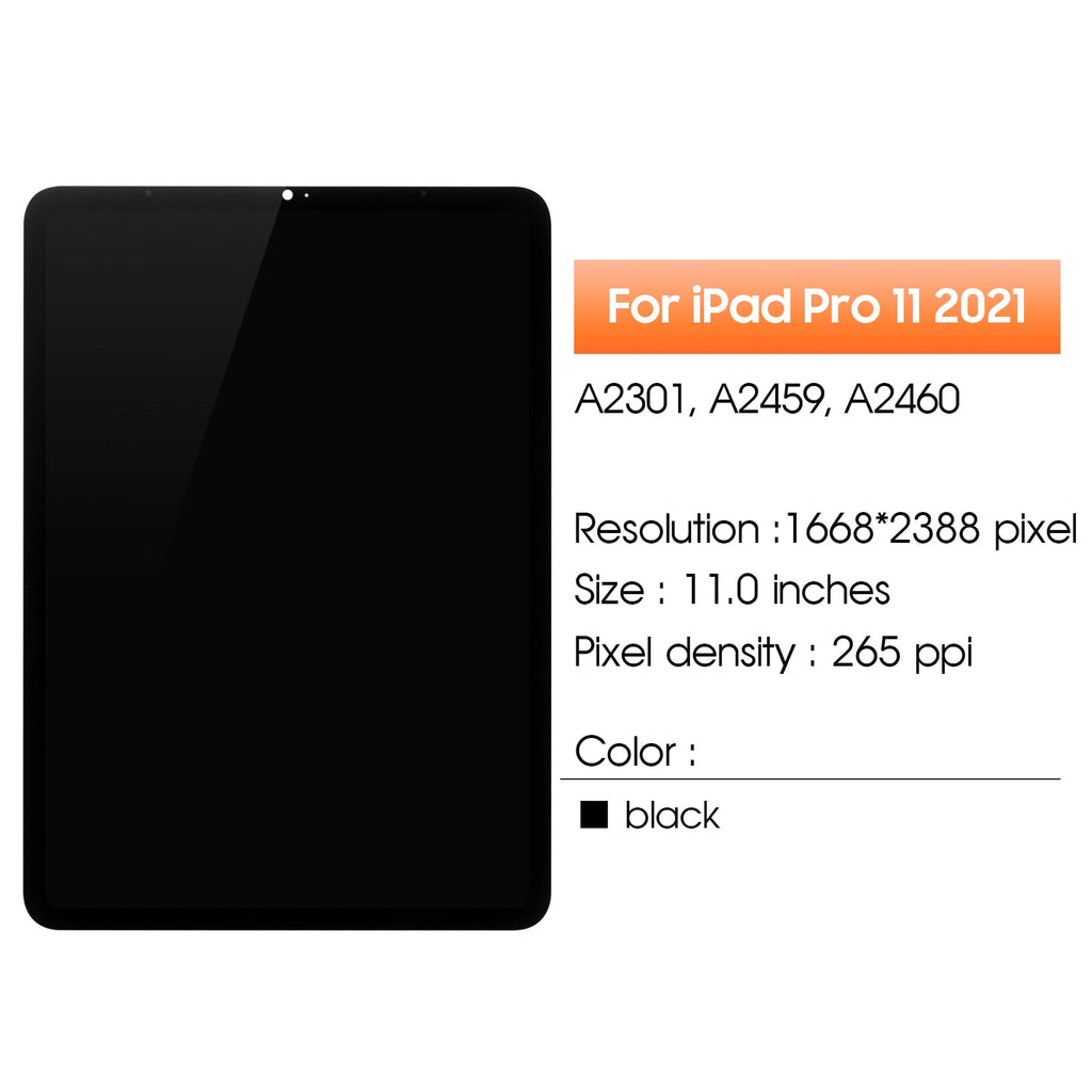 Screen for iPad Pro 11 3rd Gen(2021) Tablet Screen Replacement for iPad Pro 11 4th Gen(2022) LCD Screen A2301, A2459,A2435, A2761 Touch Display Digitizer Assembly Repair Parts(Black)